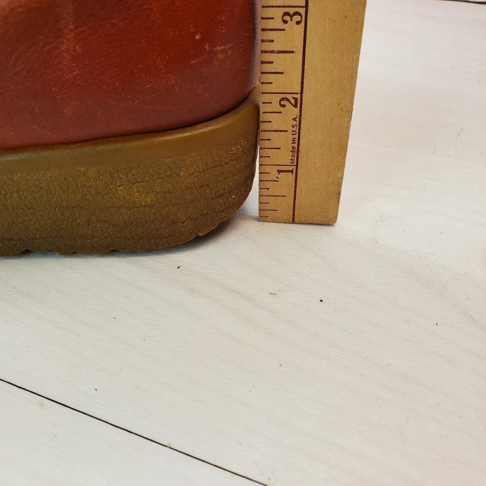 LL Bean Vintage Women 7 Cognac Leather Shearling Lined Winter Boots Canada Made